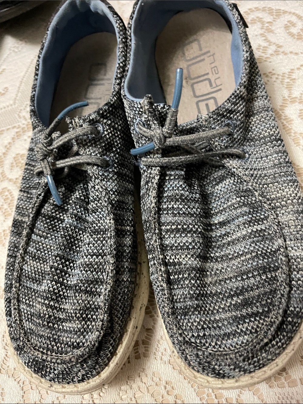 Hey Dude Charcoal and Women's Knit Lace-Up Sneakers